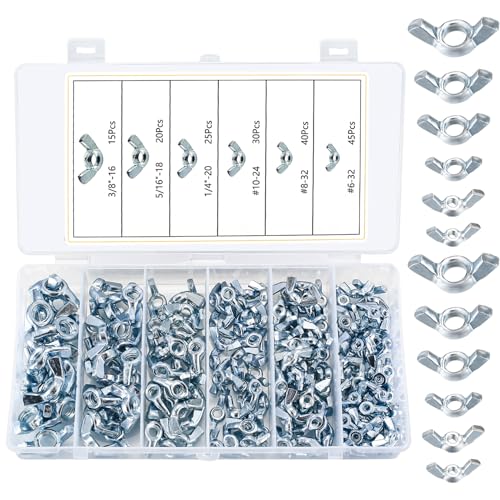 175 Stk Flügelmuttern Set, Schmetterling Flügelmuttern, Schmetterlingsmuttern Sortiment Set, SAE Stahl Gewinde Schmetterling Muttern für elektronische Geräte Flügelschrauben Flügelmuttern