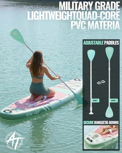 Image of 10'6''x33''Inflatable Stand Up Paddle Board, 400lbs Extra Wide Stand Up Paddleboard with Kayak Seat, Anti-Slip EVA Deck Premium SUP Accessories Kit, Non-Slip Stable Deck Boat