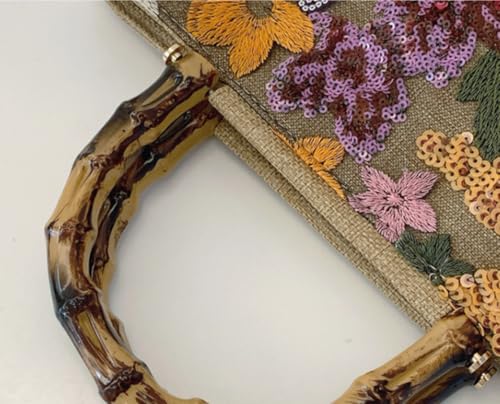 Bolso Tote bordado con lentejuelas floral de mujer miniatura 6
