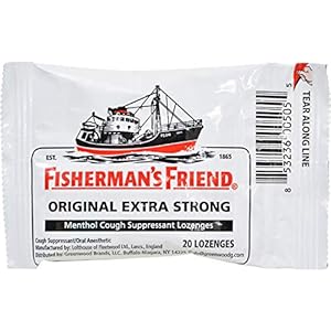 Fisherman’s Friend Original Extra Strong Menthol Cough Suppressant Lozenges – 20 lozenges case of 24, Pack of 4