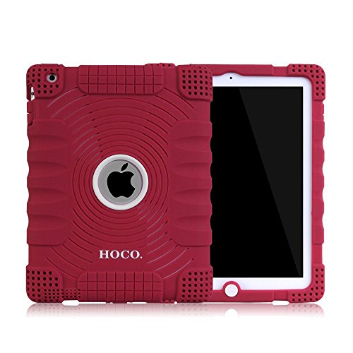 Honeycase Extreme-Duty Military Transformer Hybrid Shockproof & Drop Rresistance Anti-slip Soft Silicone Case Cover for iPad 2 / for iPad 3 / for iPad 4(Wine Red)