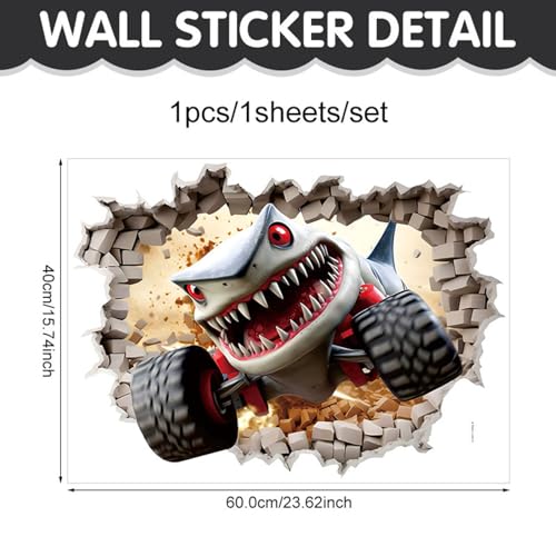 Vinilo decorativo 3D Monster Truck para pared miniatura 6