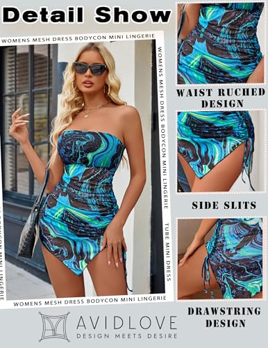 Image of Avidlove Womens Mesh Bodycon Mini Lingerie Dress Y2k Clubwear Outfits