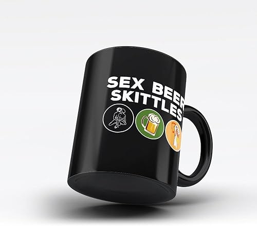 Miniatura 2 de HOM - Taza de café negra de Sex Beer Skittles | Regalo divertido sarcástico aficionado a los pasatiempos
