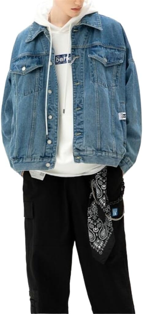 Casual Jacket Port Men's Denim Fall Loose Vintage Jeans