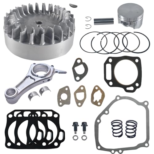 Varilla de conexión de aluminio billet de 3.35 pulgadas + 0.020 y volante de inercia de 10 krpm con resorte de válvula de 18 libras y kit de pistón plano de 70 mm para carrito de Go Kart de motor