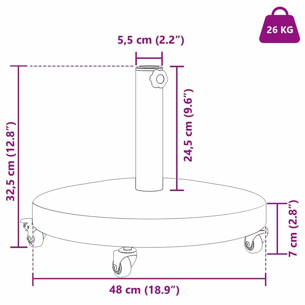 vidaXL Podstawa do parasola 24.8 kg Okrągły Regulowany