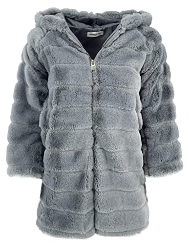 JOPHY & CO. Cappotto con Cappuccio Bambina in Finta Pelliccia (cod. 2066) (12 anni, Grigio)