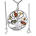 Bernsteinschmuck Lebensbaum Kette Weltenbaum Anhänger 925er Silber Halskette inkl. Geschenknox Bernstein Schmuck Amulett Medaillon Spruch #c1347 (60, Schlangenkette)