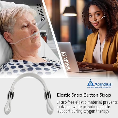Image of Acanthus - Nasal Cannula Holder - Adjustable Oxygen Tube Holder - Elastic Snap Button Design - Latex-Free - Ear Protection - Made in USA (Pack of 10)