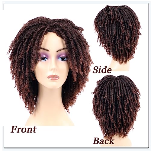 Dreadlock Wigs For Black Women, Short Braided Wigs For Black Women And Men,Short Afro Wigs Synthetic Twist Faux Locs Wig Dreads Braid Wigs T1B/30 Color #TOP3