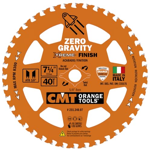Image of CMT Orange Tools 251.340.07 - Fine Finishing Saw Blade D=7-1 /4 B=5 /8 ss=ATB 10 K=0.07 P=0.049 a=15
