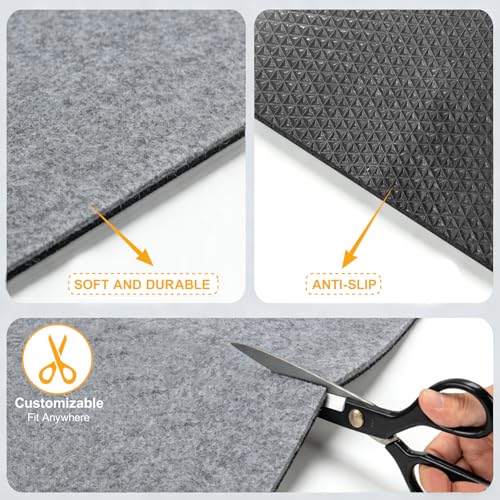 Image of Non Slip Felt Rubber Rug Pad, Thick Felt Rug Pads for Hardwood Floors, Under Area Rugs Protective Cushion Pads for Carpet, Felt and Rubber Underpad for Home Place Surface Safe (Grey, 8' x 10')