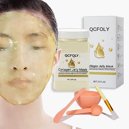 QCFOLY Jelly Masks For Facials Professional, Natural Gel Face Masks, Professional Peel Off Jelly Mask, Moisturizing, Brightening & Hydrating, Mask Powder For All Skin Type,23 fl oz (Collagen)
