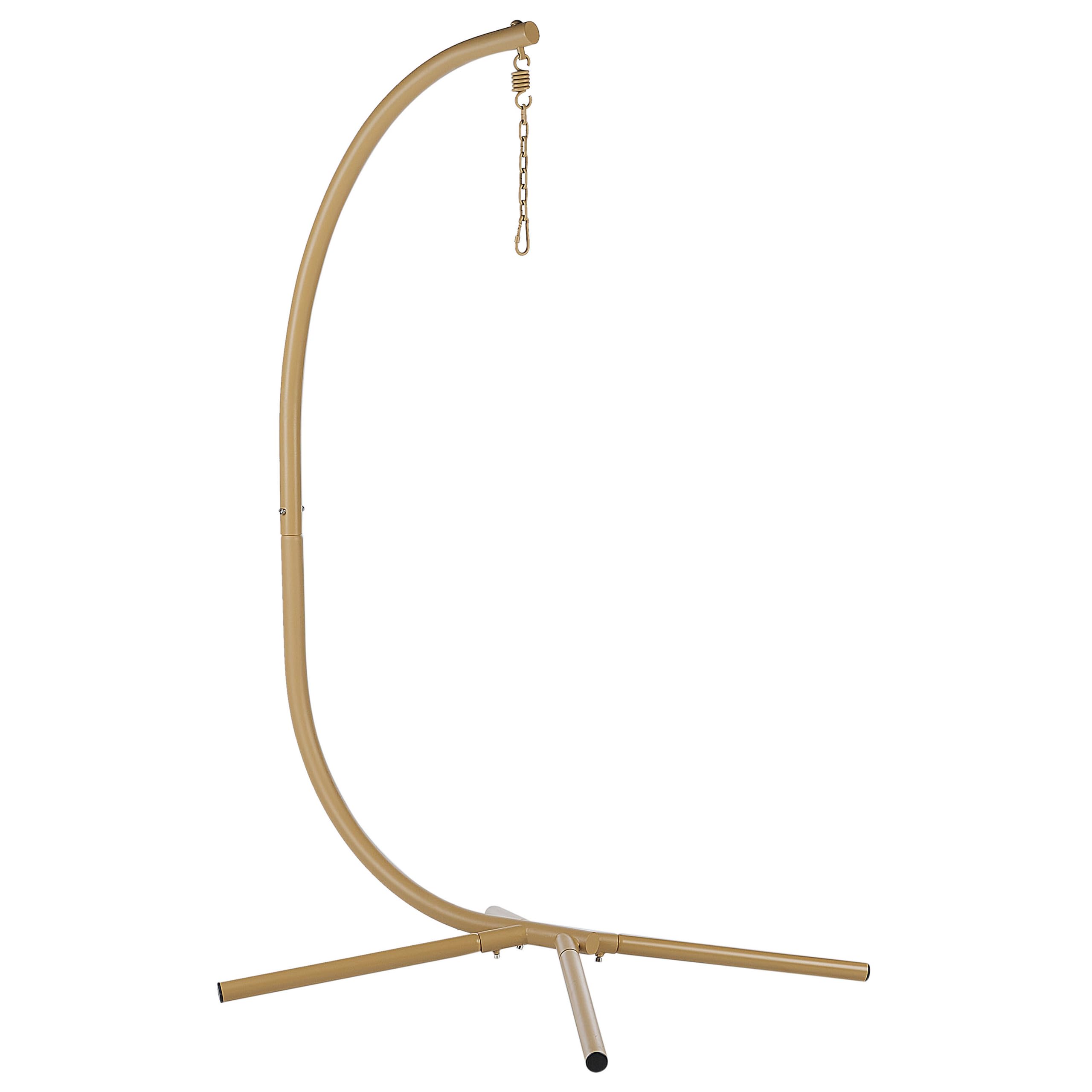 Silla Colgante con Soporte Beige Blanco Metal cojín Sala de Estar Exterior Arco