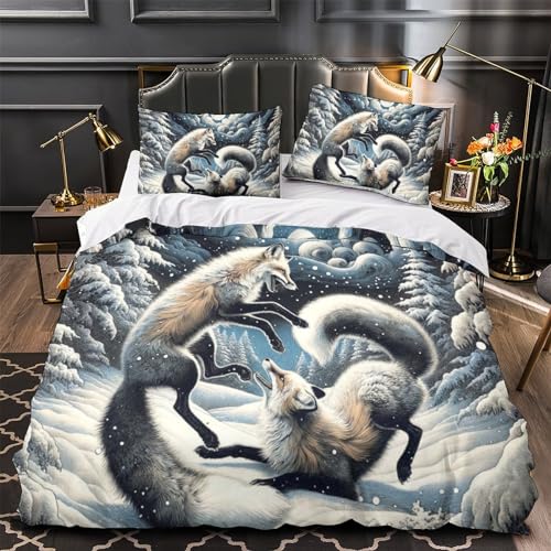 Parure de lit renard 3D en microfibre douce Super King Size - 4