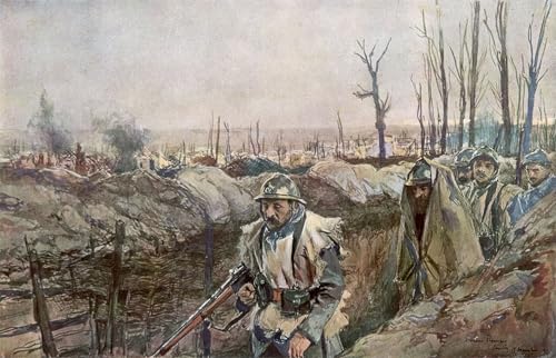 Cuadro pintura al óleo una trinchera francesa en Souchez de Francois Flameng 60x90cm