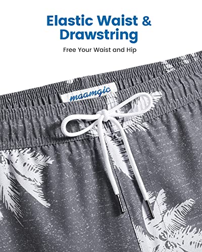 Image of maamgic Mens Swim Trunks with Compression Liner 5 Inch, Quick Dry Bathing Suit with Zipper Pockets, No-Chafing Swim Shorts