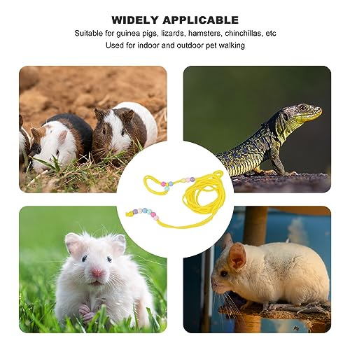 Image of Reptile Lizard Harness Leash, Bearded Dragon Rope Adjustable Small Animal Traction Rope for Lizard Reptiles Amphibians Small Animal (Yellow)