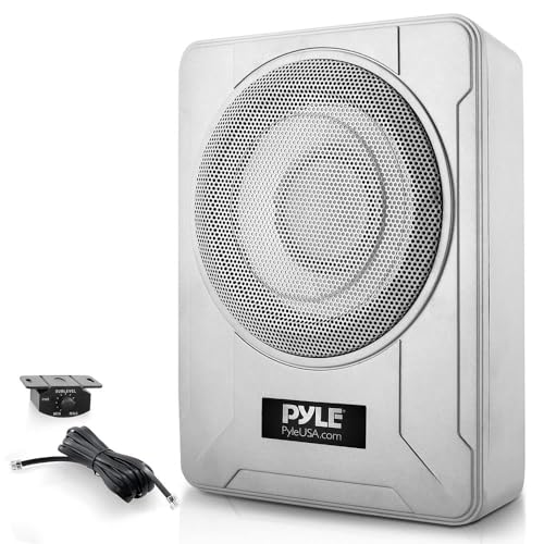 Pyle 20.3 cm 600W Low-Profile Powered Underseat Car Audio System with Built-in Amplifier, Compact Enclosed Active Marine Speaker with Low & High Level Inputs