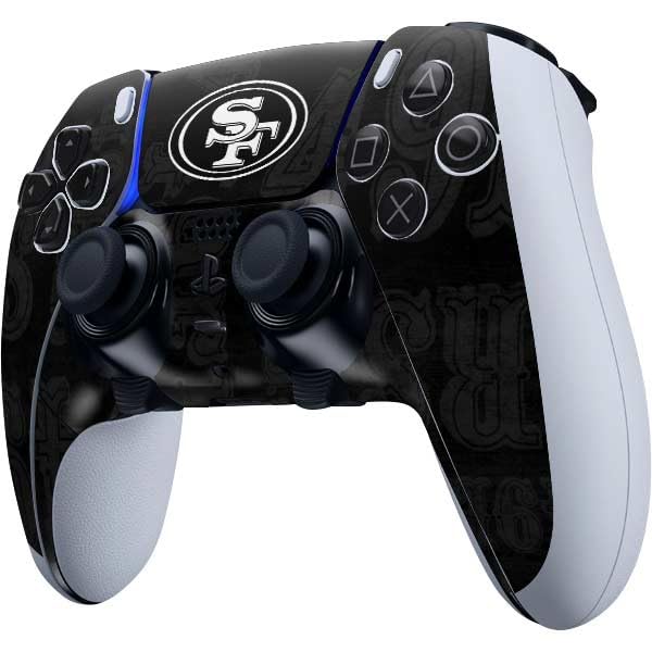 Vista 2 de Skinit Decal Gaming Skin Compatible with PS5 DualSense Edge Pro Controller - Officially Licensed NFL San Franciso 49ers Black & White Design