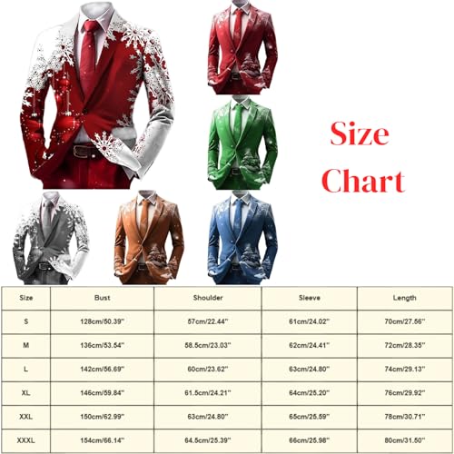Mens Christmas Lapel Blazer Lightweight Ugly Jacket Suit Jacket Snowflake Printed One Button Paisley Shawl3