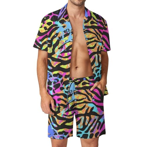 Chemise hawaïenne léopard hommes ensemble été 2 pièces short et pantalon de plage