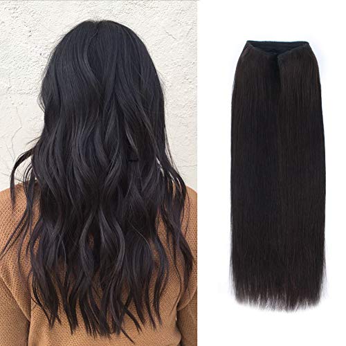 ABH AmazingBeauty Hair Miracle Wire Hair Extensions - Invisible Miracle Wire Remy Human Hair, Off Black 1B, 16 Inch