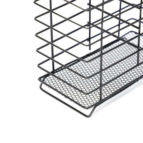 Image of DULI Multi Utility Metal Stand for Cutlery & Bathroom | Iron Wire Organizer with Black Coating | Storage Holder for Kitchen, Utensils & Bathroom Accessories (14 x 7.5 x 14 cm) (Jali 2 Section)