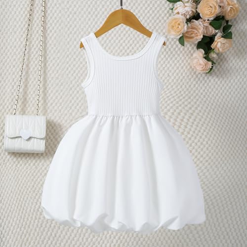 Toddler Girls Sleeveless Round Neck Knit Top Casual Cute Bloom Princess Dress for Special Occasions2