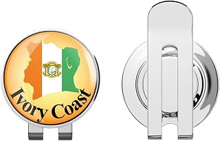 Ivory Coast Map Flag Label Golf Hat Clip with Magnetic Ball Marker