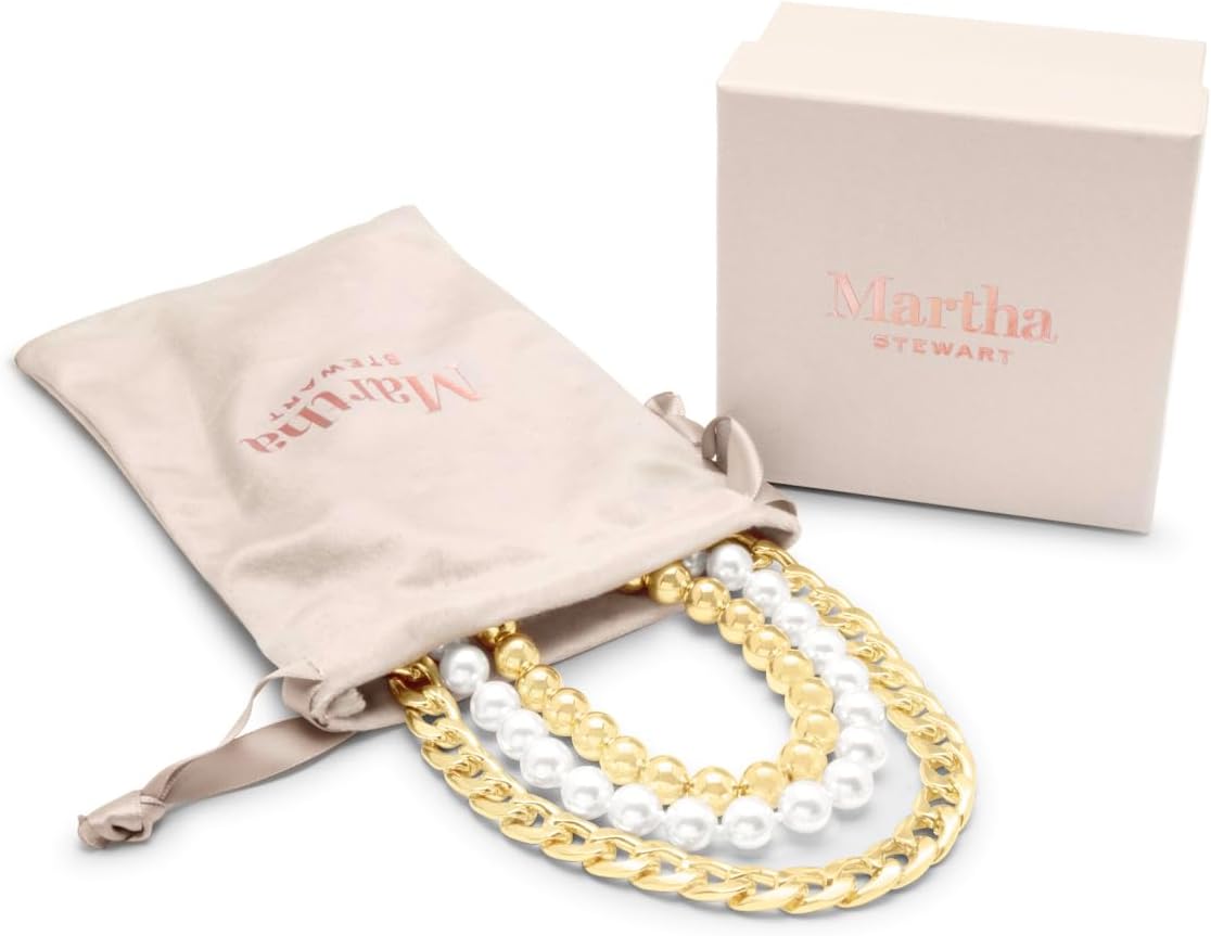Martha Stewart Three Strand Pearl, Gold Ball and Chain Necklace In Gold, 18 Inches For Women - Image 5