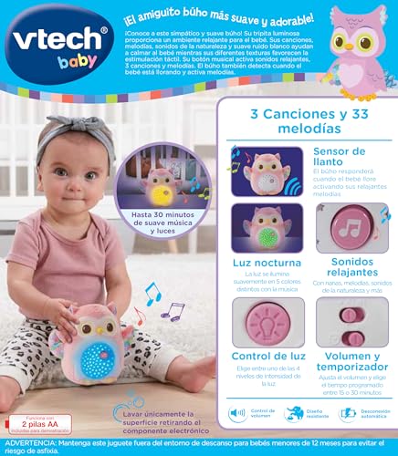 Proyector Peluche Búho Estrellitas Rosa VTech Versión Española 6