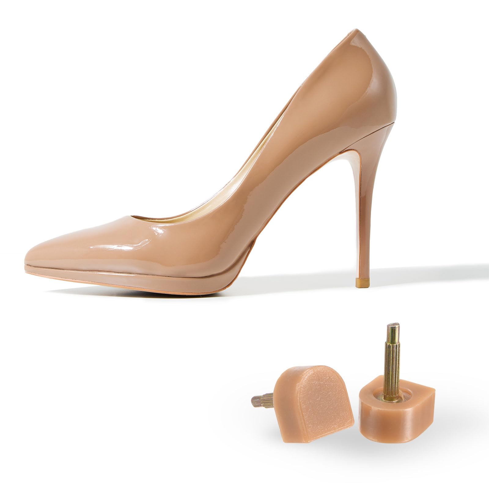 sourcing map Tapas de Tacón Alto de TPU para Mujer 5 Pares, Clavijas de Tacón Alto Zapato de 2,4mm, Tapones de Reemplazo en Forma de U 12x12mm para Reparación Zapatos, Beige
