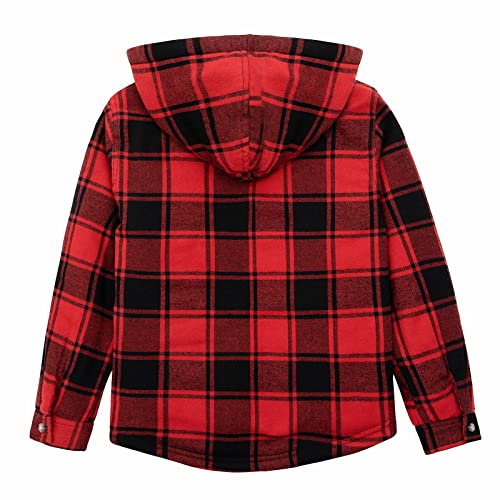Image of ThCreasa Boys Plaid Flannel Jackets Sherpa Lined Zip Up Long Sleeve Warm Flannel Shirt with Hood