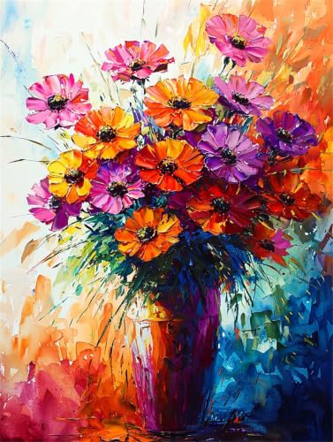Peinture par numéros adulte fleur couleur kit complet acrylique sans châssis 90x120cm