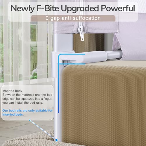 omzer Bed Rail for Toddlers - Baby Bed Guard Rail with Double Child Lock, Safety Bedrail for Children Kids with Pattern, Infants Height Adjustment Guardrail for Full Queen King Size - 1 Pack, 59”