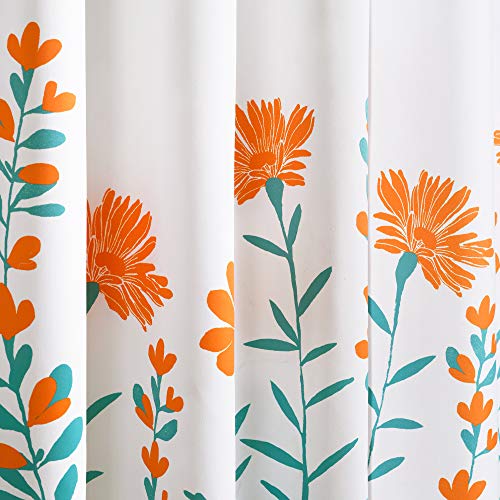 Lush Decor Aprile Light Filtering Window Curtain Panels, Pair, 52" W x 84" L, Orange & Turquoise, Floral Curtains - Image 3