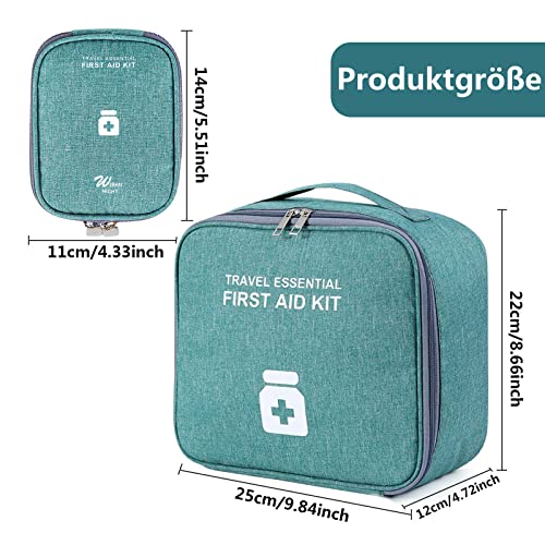 Seasboes 2stk Medikament Tasche, Große Kapazität Notfalltasche, Medikamententasche Leer Erste Hilfe Tasche, wasserdichte Medizin Aufbewahrungstasche für Zuhause Reisen Büro (Gross+Klein, Grün)