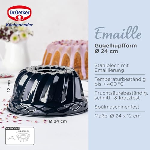 Foto von Dr. Oetker Guglhupf Backform Ø 24 cm Back-Liebe Emaille – Schnitt- & kratzfeste Gugelhupf Form mit Emaille – 24er Gugelhupfform in Dunkelblau