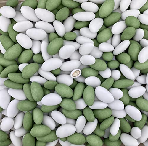 Dragées amande variation blanc et Vert eucalyptus 1kg - pas cher de qualité - environ 240 dragées - Fabrication artisanale en France