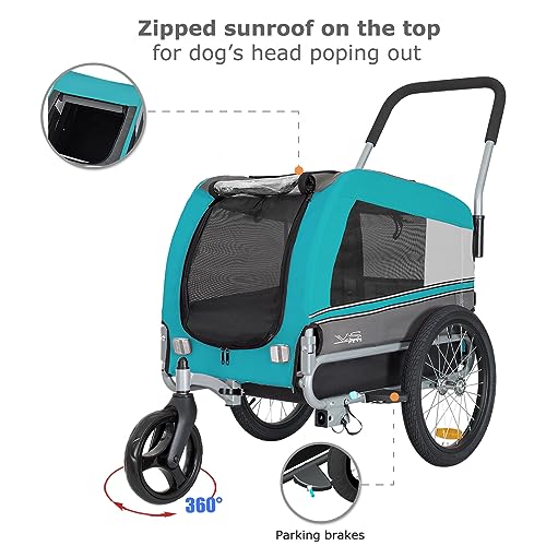 Tiggo VS Pets Medium Hundeanhänger & Buggy 2in1 Fahrradanhänger Hundebuggy Jogger 80204 (BLAU)