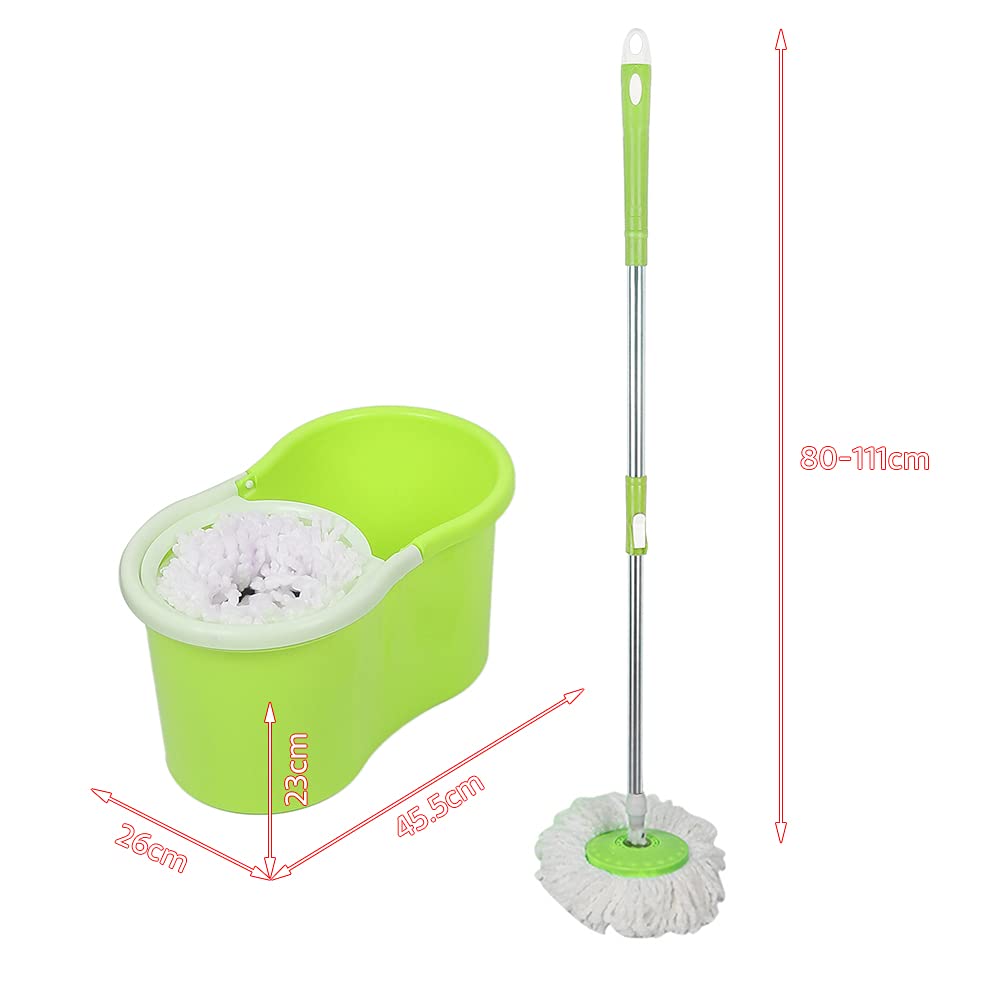 Secchio e scopa mocio, Mop Secchiello centrifuga, set di mop e secchio, include 1 secchio di disidratazione, 1 asta di mop, 2 teste in microfibra riutilizzabili (viola)