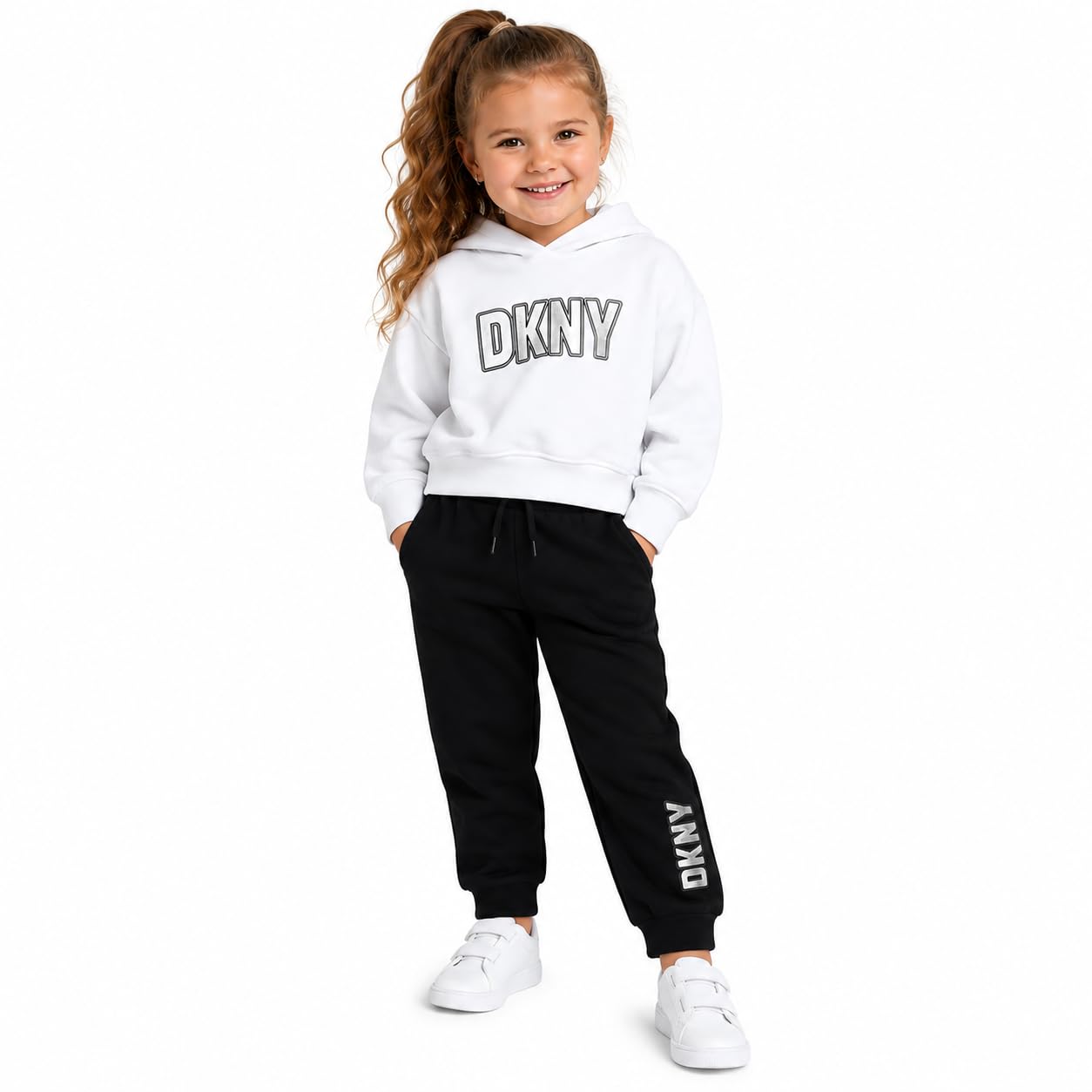 DKNY Baby Mädchen Jogger-Set - 2-teiliges Fleece-Pullover-Hoodie-Sweatshirt und Jogginghose für Säuglinge und Kleinkinder (12M-6X)