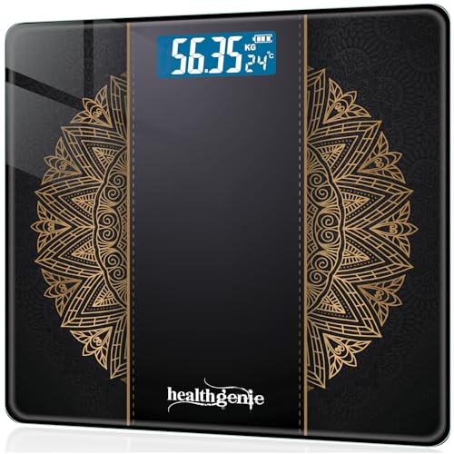 Image of Healthgenie Weight Machine For Body Weight With 3 Yrs Warranty & Thick Tempered Glass Lcd Display Digital Weighing Machine (93 Festive) Hd-221, 940 Grams