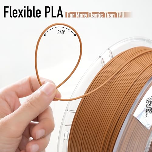 Image of YXPOLYER Flexible PLA Food-Grade 92A Soft PLA 3D Printer Filament 1.75mm 1KG for Printing Dog Chew Toys and Highly Elastic Bouncy Airless Basketball Pet Ball, Brown