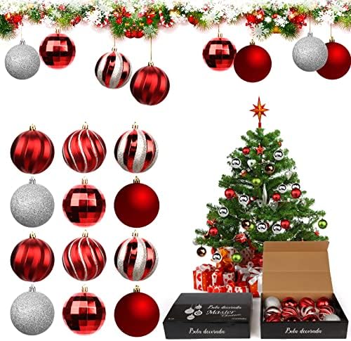 Weihnachtskugeln Set 24 Stück Blau - Matt Glänzend Glitzernd Christbaumschmuck