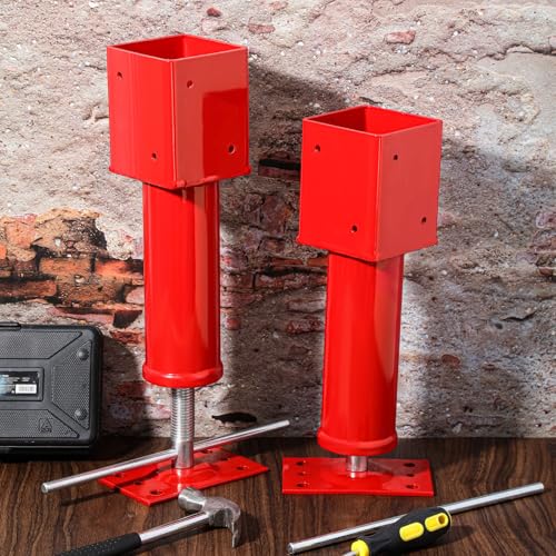 Lasnten 2 Pcs 4" x 4" Screw Jack Post 14.5" - 18.5" Height Range 24700 lbs Load Capacity Adjustable Temporary House Jacks for Leveling Flooring Basement Shore Beams Foundation Repair(Red) by Lasnten - Image 5