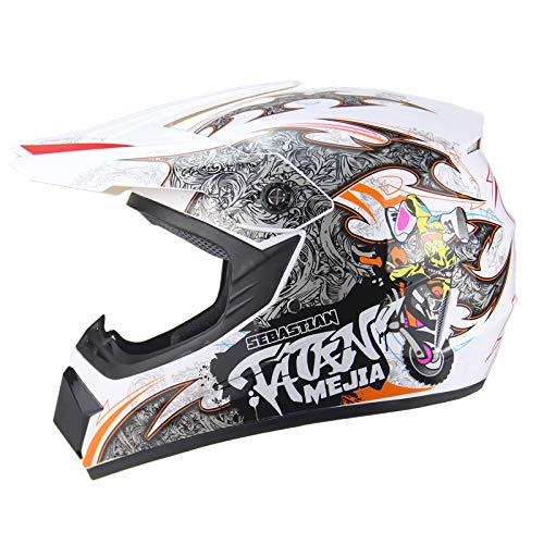 Senhill Motocross Helmet Dirt Bike Helmets Off-Road Helmet With Gloves Goggles For Unisex Adult Youth Dot/Fmvss 218 Approved (Large, White) #TOP2