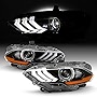AKKON - Fits 2018-2022 Ford Mustang LED Tube [Factory Style] Projector Black Headlights Pair Headlamps Driver + Passenger